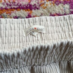 Ultra Flirt Ribbed Cream Wide Leg Trousers